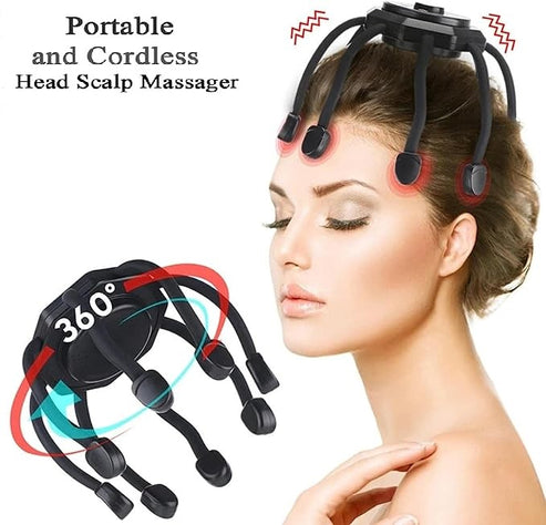 Relax Octopus Claw Relaxation Head Massager with 10 Vibrating Contact Points & 360-Degree Massaging