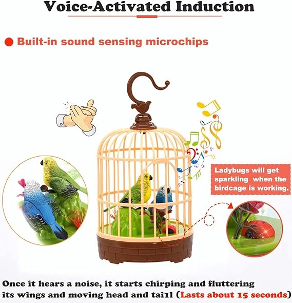 Baby voice control Talking Parrot Cage |Voice sensor Intelligent Induction  Bird for Kids